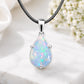 925 Sterling Silver Pear Opal Pendant Necklace, Teardrop October Birthstone Jewelry