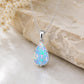 925 Sterling Silver Pear Opal Pendant Necklace, Teardrop October Birthstone Jewelry