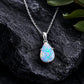 925 Sterling Silver Pear Opal Pendant Necklace, Teardrop October Birthstone Jewelry