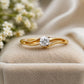 925 Sterling Silver Moissanite Engagement Ring, Round Solitaire, Double Wave Band