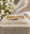 925 Sterling Silver Moissanite Engagement Ring, Round Solitaire, Double Wave Band
