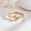 925 Sterling Silver Moissanite Solitaire Twist Ring, Minimalist Engagement Promise Band