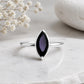 925 Sterling Silver Marquise Black Onyx Ring, Minimalist Statement Solitaire Jewelry