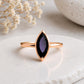 925 Sterling Silver Marquise Black Onyx Ring, Minimalist Statement Solitaire Jewelry