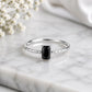 925 Sterling Silver Emerald Cut Black Onyx Solitaire Ring, Diamond-Cut Band