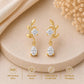 925 Sterling Silver Moissanite Leaf Drop Earrings, Nature Botanical Bridal Jewelry