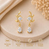 925 Sterling Silver Moissanite Leaf Drop Earrings, Nature Botanical Bridal Jewelry