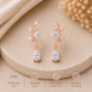 925 Sterling Silver Moissanite Leaf Drop Earrings, Nature Botanical Bridal Jewelry