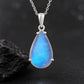 925 Sterling Silver Pear Moonstone Pendant Necklace, Minimalist Blue Flash Gemstone