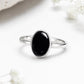 925 Sterling Silver Oval Black Onyx Ring, Minimalist Bezel Setting Gemstone Ring