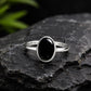 925 Sterling Silver Oval Black Onyx Ring, Minimalist Bezel Setting Gemstone Ring
