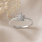 Sterling Silver Turtle Ring, Cubic Zirconia Animal Jewelry, Minimalist Ocean Band