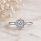 925 Sterling Silver Snowflake Ring, CZ Halo, Dainty Star Flower, Minimalist Promise Jewelry