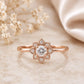 925 Sterling Silver Snowflake Ring, CZ Halo, Dainty Star Flower, Minimalist Promise Jewelry