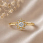 925 Sterling Silver Snowflake Ring, CZ Halo, Dainty Star Flower, Minimalist Promise Jewelry