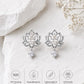 Sterling Silver Moissanite Lotus Drop Earrings, Dainty Floral Studs