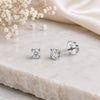 Moissanite Solitaire Stud Earrings, 925 Sterling Silver, Round Cut, Minimalist Everyday Jewelry