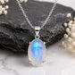 Natural Oval Moonstone Pendant, 925 Sterling Silver Cable Chain Necklace