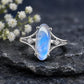 Natural Oval Moonstone Ring, 925 Sterling Silver, Cabochon Gemstone, Vintage Solitaire, Boho Style