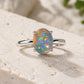 925 Sterling Silver Oval Opal Solitaire Ring, October Birthstone Promise Ring