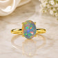 925 Sterling Silver Oval Opal Solitaire Ring, October Birthstone Promise Ring