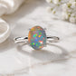 925 Sterling Silver Oval Opal Solitaire Ring, October Birthstone Promise Ring