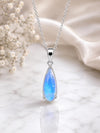 Natural Moonstone Pear Pendant Necklace, 925 Sterling Silver, Handmade Minimalist Jewelry
