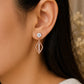 Sterling Silver Moissanite Drop Earrings: Geometric Dangle Bridal Jewelry