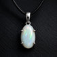 925 Sterling Silver Oval Opal Pendant Necklace, October Birthstone, Minimalist Jewelry