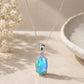 925 Sterling Silver Oval Opal Pendant Necklace, October Birthstone, Minimalist Solitaire Jewelry