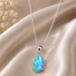 925 Sterling Silver Oval Opal Pendant Necklace, October Birthstone, Minimalist Solitaire Jewelry