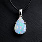 925 Sterling Silver Pear Opal Pendant Necklace, Teardrop October Birthstone Jewelry