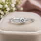 925 Sterling Silver Moissanite Engagement Ring, Round Solitaire, Double Wave Band