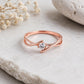 925 Sterling Silver Moissanite Solitaire Twist Ring, Minimalist Engagement Promise Band