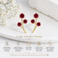 925 Sterling Silver Red CZ Leaf Stud Earrings, Botanical Floral Design, Ruby Red Stones