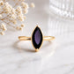925 Sterling Silver Marquise Black Onyx Ring, Minimalist Statement Solitaire Jewelry