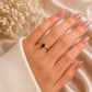 925 Sterling Silver Emerald Cut Black Onyx Solitaire Ring, Diamond-Cut Band