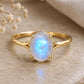 925 Sterling Silver Oval Moonstone Ring, Minimalist Solitaire, June Birthstone