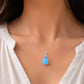925 Sterling Silver Pear Moonstone Pendant Necklace, Minimalist Blue Flash Gemstone