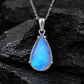 925 Sterling Silver Pear Moonstone Pendant Necklace, Minimalist Blue Flash Gemstone