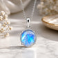 925 Sterling Silver Round Rainbow Moonstone Pendant Necklace, Minimalist Boho Jewelry
