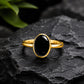 925 Sterling Silver Oval Black Onyx Ring, Minimalist Bezel Setting Gemstone Ring