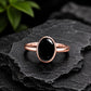 925 Sterling Silver Oval Black Onyx Ring, Minimalist Bezel Setting Gemstone Ring