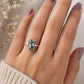 925 Sterling Silver Emerald Cut Moss Agate Ring, Minimalist Solitaire Nature Gemstone