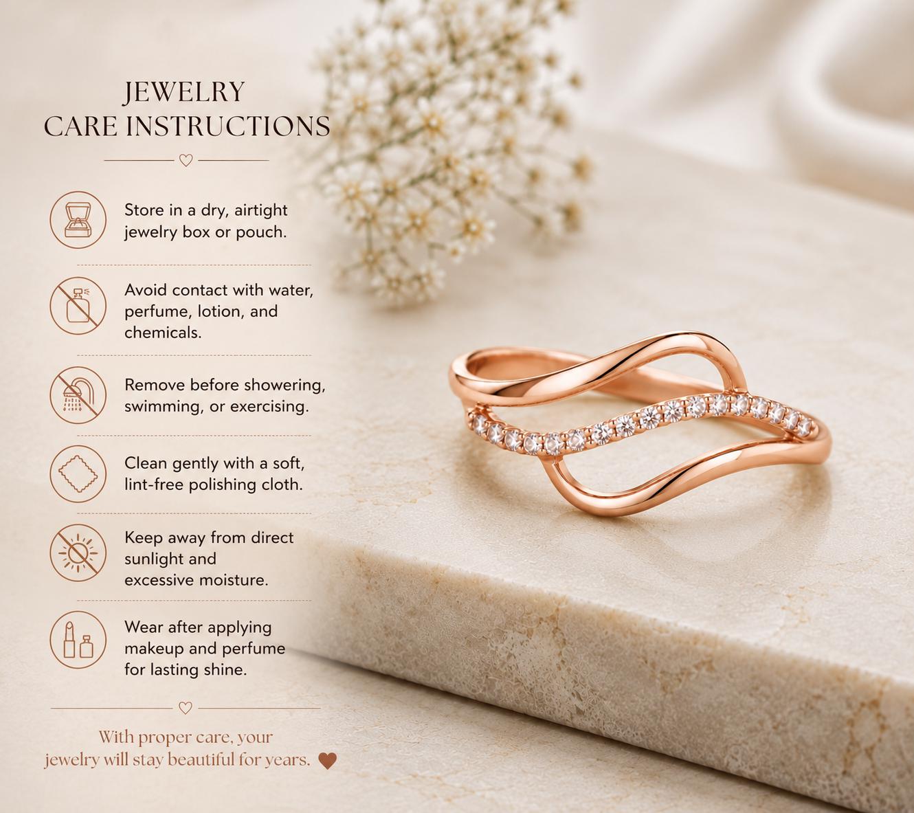 925 Sterling Silver Wave Ring, PavÃ© Cubic Zirconia, Minimalist Stacking Band