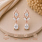 Moissanite Floral Drop Earrings, 925 Sterling Silver, Pear Cut Bridal Wedding Jewelry