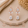 Moissanite Floral Drop Earrings, 925 Sterling Silver, Pear Cut Bridal Wedding Jewelry
