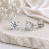 Moissanite Solitaire Stud Earrings, 925 Sterling Silver, Round Cut Bridal Jewelry