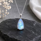 925 Sterling Silver Pear Moonstone Pendant, Natural Rainbow Gemstone Necklace