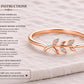 Sterling Silver Leaf Ring, Dainty Botanical Branch, CZ Stones, Minimalist Stackable Band